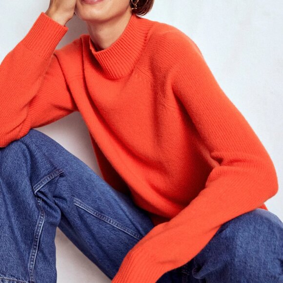 Boden Sweaters - BODEN Women's Gladioli Orange Marion Merino Ribbed High-Neck Sweater Size L